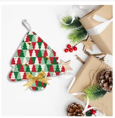 Set 6 phụ kiện trang trí Noel handmade Kymviet - Cây thông, sao, lót cốc, chuông, bánh donut và tất vớ - Tô điểm không gian Giáng sinh sắc màu
