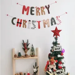 Set Dây Treo Trang Trí Giáng Sinh Có Đèn Nhấp Nháy - Bộ Dây Chữ Merry Christmas & Hình Cây Thông Hiện Đại