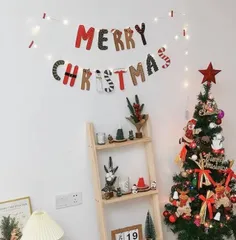 Set Dây Treo Trang Trí Giáng Sinh Có Đèn Nhấp Nháy - Bộ Dây Chữ Merry Christmas & Hình Cây Thông Hiện Đại