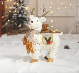 Tuần Lộc Tuyết Xinh Xắn - Thú Bông Giáng Sinh Khăn Vàng Trang Trí Nhà Cửa - Quà Tặng Lễ Hội Cho Trẻ Em