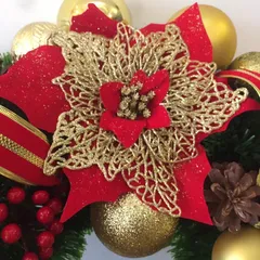 Vòng Nguyệt Quế Giáng Sinh Cao Cấp Đỏ Vàng - Trang Trí Noel Sang Trọng Với Chất Liệu Thân Thiện Môi Trường