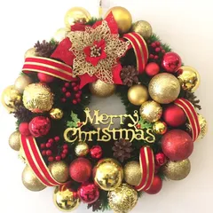 Vòng Nguyệt Quế Giáng Sinh Cao Cấp Đỏ Vàng - Trang Trí Noel Sang Trọng Với Chất Liệu Thân Thiện Môi Trường