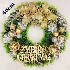 Vòng Nguyệt Quế Trang Trí Noel Giáng Sinh 40cm - Sản Phẩm Thủ Công Chất Lượng Cao với Màu Xanh, Đỏ và Vàng Kim Ấn Tượng