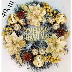 Vòng Nguyệt Quế Trang Trí Noel Giáng Sinh 40cm - Sản Phẩm Thủ Công Chất Lượng Cao với Màu Xanh, Đỏ và Vàng Kim Ấn Tượng