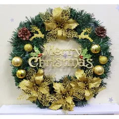 Vòng Nguyệt Quế Trang Trí Giáng Sinh 40cm - Vòng Hoa Noel Với Cảnh Thông, Quả Chuông, Phụ Kiện Đáng Yêu, Trang Trí Cây Thông, Quà Tặng