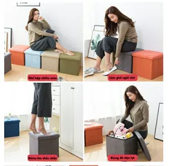 Ghế Hộp Đa Năng Tiết Kiệm Không Gian - Ghế Ngồi Tiện Lợi Có Ngăn Đựng Đồ Thích Hợp Trang Trí Nhà Cửa, Nhiều Màu Sắc 30x30cm