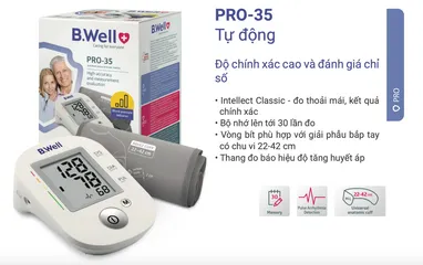 Máy Đo Huyết Áp Bắp Tay B.Well Swiss PRO-35 Tự Động - Công Nghệ PAD Tiện Lợi Theo Dõi Sức Khỏe Tại Nhà