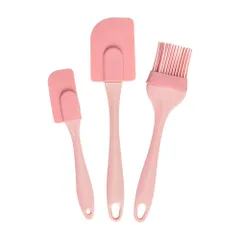 Bộ Dụng Cụ Nấu Ăn 3 Món Silicon Chịu Nhiệt - Spatula và Chổi Quét Phết Bơ, Kem, Bánh Ngọt, Dễ Dàng Cất Giữ