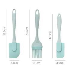 Bộ Dụng Cụ Nấu Ăn 3 Món Silicon Chịu Nhiệt - Spatula và Chổi Quét Phết Bơ, Kem, Bánh Ngọt, Dễ Dàng Cất Giữ