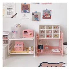 Kệ Nhựa Mini 2 Tầng Để Đồ Đa Năng - Gọn Gàng, Dễ Dàng Lắp Ráp, Trang Trí Bàn Học, Mẫu Nhiều Màu Sắc