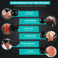 Máy massage cầm tay đa năng KINGTECH KT-1768 - Thiết bị chăm sóc sức khỏe, 6 đầu massage, relief nhức mỏi hiệu quả tại nhà