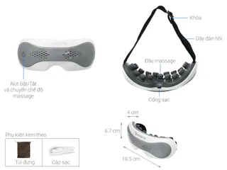 Máy Massage Mắt Hasuta HME-121 - Công Nghệ Nhật Bản, Giảm Mỏi, Cải Thiện Thị Lực và Giấc Ngủ, Thiết Kế Nhỏ Gọn, Âm Nhạc Thư Giãn