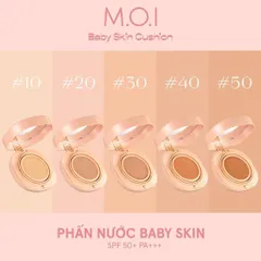 Phấn Nước M.O.I Baby Skin Cushion SPF 50+/PA+++ - Phấn Trang Điểm 5 in 1 Chống Nắng Dưỡng Ẩm, Lớp Nền Hoàn Hảo, Bền Màu 8 Giờ