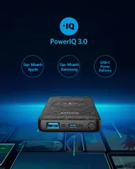 Pin sạc dự phòng không dây Anker A1617 - Dung lượng 10.000mAh, sạc nhanh 10W, tương thích nhiều thiết bị, nhỏ gọn dễ mang theo