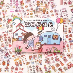 Set 200 Tấm Stickers Hình Dán Anime Dễ Thương Trang Trí Sổ Tay, Góc Học Tập - Chất Liệu Giấy và PET Chống Nước