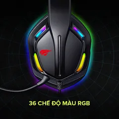 Tai nghe Gaming HAVIT H2012D - Driver 50mm, Đèn RGB 36 Màu, Mic Khử Tiếng Ồn, Thiết Kế Ergonomic, Chất Lượng Âm Thanh Tuyệt Vời