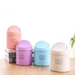 Thùng Rác Mini YBS Có Nắp Đậy - Thiết Kế Nhỏ Gọn Để Bàn Văn Phòng, Hộp Đựng Bút Tiện Lợi, 4 Màu Sắc Tùy Chọn