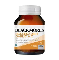 Viên uống Blackmores Horseradish Garlic+C - Hỗ trợ giảm cảm cúm, ho, tăng đề kháng với cải ngựa, tỏi và vitamin C, 50 viên