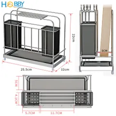 Kệ Đựng Đũa Thớt Đa Năng Hobby KDMT2 Với Khay Hứng Nước - Tiện Lợi Cho Nhà Bếp Gọn Gàng