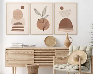 Bộ 3 Tranh Canvas Vintage Tone Nâu Nhẹ Nhàng - Trang Trí Phòng Khách/Ngủ, Họa Tiết Cổ Điển, Sang Trọng, Bền Màu, Nghệ Thuật Hình Ảnh Sắc Nét