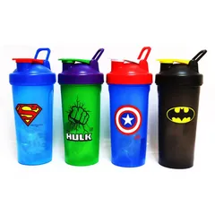 Bình lắc Shaker Siêu Anh Hùng 700ml - Dung Tích Lớn, Thiết Kế Ấn Tượng, Phong Cách Hulk, Superman, Batman, Captain