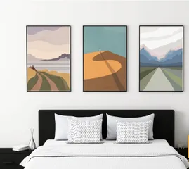 Bộ 3 Tranh Treo Tường Phòng Ngủ Chống Ẩm Mốc - Trang Trí Nội Thất Nhiều Mẫu Độc Đáo, Gỗ Và Vải Canvas