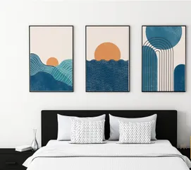 Bộ 3 Tranh Treo Tường Phòng Ngủ Chống Ẩm Mốc - Trang Trí Nội Thất Nhiều Mẫu Độc Đáo, Gỗ Và Vải Canvas