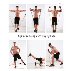 Bộ 5 Dây Tập Kháng Lực Ngũ Sắc Đàn Hồi Tại Nhà - Dụng Cụ Thể Thao Tập Gym - Giúp Tăng Cường Sức Khỏe và Vóc Dáng