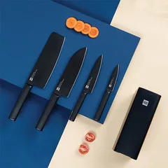 Bộ dao Đức 5 món cao cấp Xiaomi HuoHou kèm chân đế gỗ - Thép không gỉ 50Cr15MoV đạt tiêu chuẩn quốc tế, an toàn cho sức khỏe