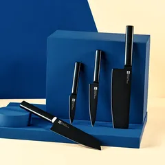 Bộ dao Đức 5 món cao cấp Xiaomi HuoHou kèm chân đế gỗ - Thép không gỉ 50Cr15MoV đạt tiêu chuẩn quốc tế, an toàn cho sức khỏe