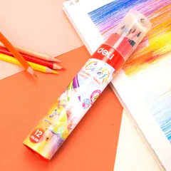 Bút Chì Màu Deli EC00307/327/337 Dạng Cốc Kèm Gọt - Gỗ Poplar, An Toàn Cho Trẻ Em, Đa Dạng Sắc Màu Học Sinh
