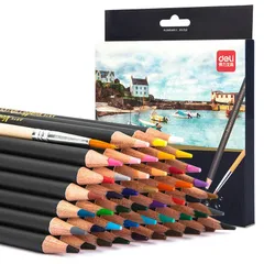 Bút Chì Màu Nước Deli 6518/6519/6520 Cao Cấp Kèm Bút Lông - Bộ 24/36/48 Màu Sắc Sặc Sỡ, Đồ Vẽ Đầy Sáng Tạo