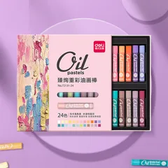 Bút Sáp Dầu Deli 72131 - Bộ 24 Màu Tươi Sáng, Chất Liệu Không Độc Hại, Dễ Dàng Tạo Hiệu Ứng Nghệ Thuật Mơ Mộng