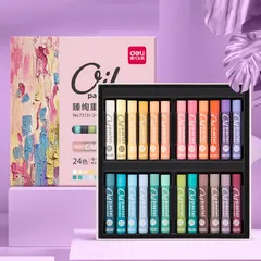 Bút Sáp Dầu Deli 72131 - Bộ 24 Màu Tươi Sáng, Chất Liệu Không Độc Hại, Dễ Dàng Tạo Hiệu Ứng Nghệ Thuật Mơ Mộng