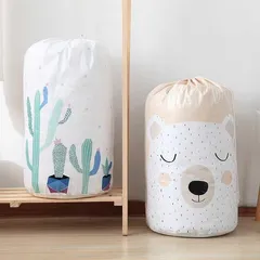 Combo 2 Túi Đựng Chăn Mền Chống Ẩm Hình Trụ Dễ Thương - Tiết Kiệm Không Gian, Chất Liệu PEVA Bền Bỉ, Họa Tiết Xinh Xắn