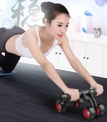 Combo Con Lăn 4 Bánh Tập Bụng và Chữ T Đế Hút Chân Không - Dụng Cụ Tập Thể Dục Tại Nhà Chất Lượng Cao