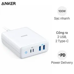 Củ sạc nhanh Anker A2041 4 cổng PowerPort Atom PD 4 100W - Sạc USB-C mạnh mẽ, tương thích cho MacBook và smartphone