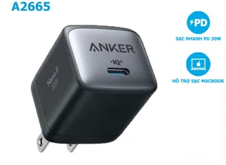 Củ sạc nhanh Anker A2665 Nano II 30W - Sạc PD siêu nhỏ gọn, tương thích USB-C, An toàn và Tốc độ cao cho iPhone, MacBook, Laptop