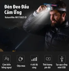 Đèn Cảm Ứng Đeo Trán Naturehike NH17G025-D - 140 Lumens, Chống Nước IPX4, Cảm Biến Hồng Ngoại, Đèn Camping Siêu Nhẹ, Tiện Dụng Cho Dã Ngoại