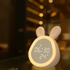 Đồng Hồ Gấu Để Bàn Sạc USB Có Đèn LED Đổi Màu - Đèn Ngủ Thông Minh, Đồng Hồ Báo Thức và Đo Nhiệt Độ Phòng