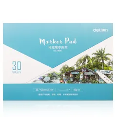 Giấy Vẽ Màu Marker Deli 73609/73610 - Giấy Định Lượng 250g, A4, 30 Trang, Chuyên Dùng Cho Tranh Vẽ Chi Tiết