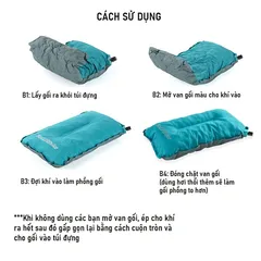 Gối Hơi Tự Bơm NatureHike NH17A001-L - Tối Ưu Cho Cắm Trại, Du Lịch, Dã Ngoại, Gọn Nhẹ, Thoải Mái 46x27cm