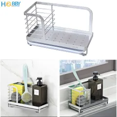 Kệ Đựng Đồ Rửa Chén Inox Dán Tường Hobby KRC7 Có Khay Hứng Nước - Giải Pháp Tổ Chức Căn Bếp Gọn Gàng, Bền Đẹp
