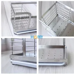 Kệ Đựng Đồ Rửa Chén Inox Dán Tường Hobby KRC7 Có Khay Hứng Nước - Giải Pháp Tổ Chức Căn Bếp Gọn Gàng, Bền Đẹp