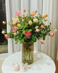 Lọ Hoa Thủy Tinh Hình Trụ Tròn Sọc Dọc Vintage - Trang Trí Nhà Cửa Sang Trọng, Đẹp Mắt 24cm x 10cm