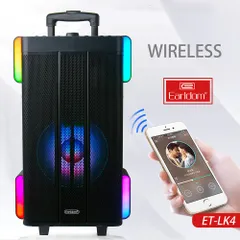 Loa Kéo Di Động Earldom ET-LK4 - 50W, Bluetooth 5.0 Kèm 2 Mic Không Dây, Âm Thanh Chất Lượng Cao, Karaoke Nhanh Chóng, Đèn LED 7 Màu
