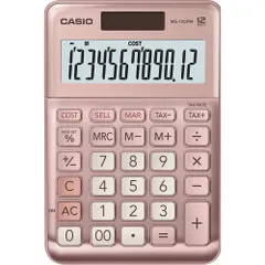 Máy Tính Casio MS-120FM - Máy Tính Bỏ Túi Dành Cho Văn Phòng & Cửa Hàng - Chức Năng Tính Thuế, Chi Phí, Giá Bán, Màu Hồng & Xám