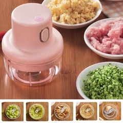 Máy Xay Tỏi Ớt Mini Tích Điện Tiện Dụng - Thiết Bị Xay Gia Vị Nhanh Chóng, Pin Sạc Tái Sử Dụng, Màu Hồng 250ml