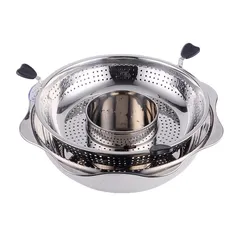 Nồi Lẩu Xoay Inox 2 Khoang 2 Tầng 3L - Dùng Cho Bếp Từ & Gas, Lẩu Cay Không Cay, Tiện Lợi Cho Gia Đình