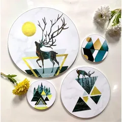 Set 04 Tranh Tròn Dán Tường Phong Cách Bắc Âu Scandinavian - Trang Trí Nhà Cửa Độc Đáo Và Sáng Tạo